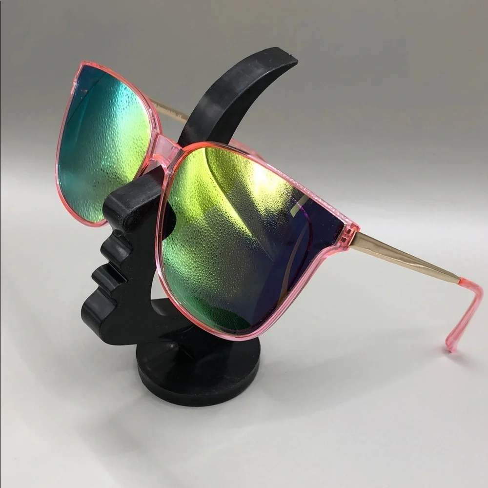 DUCO W016 Vintage-Retro STYLE Round Sunglasses Pink Green Mirror w Case Trendy